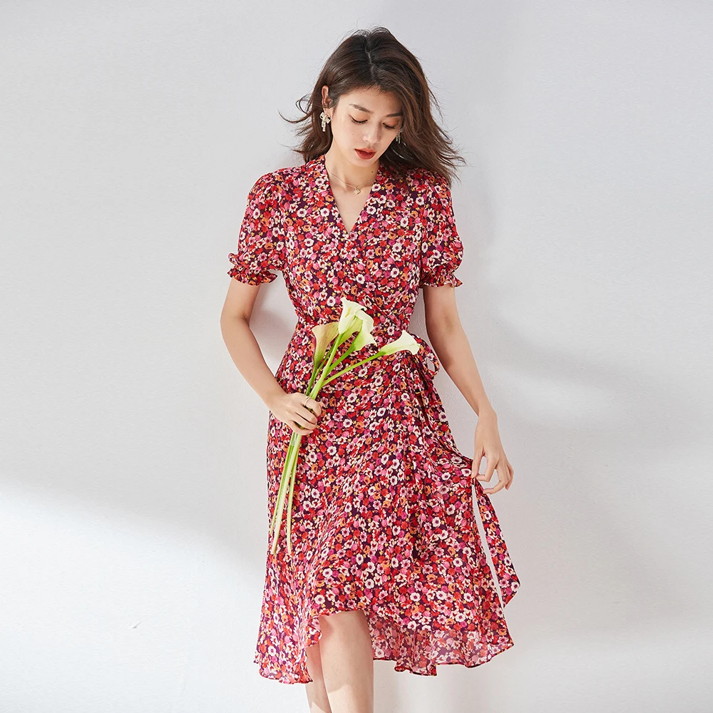 Women's Dress Light Mature Slim Slim Ruffle Floral Wrap Skirt Short Sleeve Floral Irregular Tea Break Skirt Summer New 2021
Women's Dress Light Mature Slim Slim Ruffle Floral Wrap Skirt Short Sleeve Floral Irregular Tea Break Skirt Summer New 2021