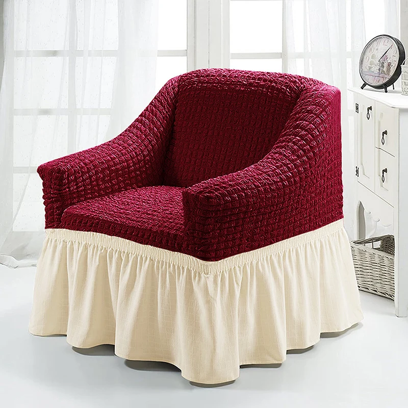 High Quality Seersucker Sofa Cover For Living Room Fashion Skirt Anti-dust Sofa Slipcover Double Color Patchwork Couch Cover
High Quality Seersucker Sofa Cover For Living Room Fashion Skirt Anti-dust Sofa Slipcover Double Color Patchwork Couch Cover