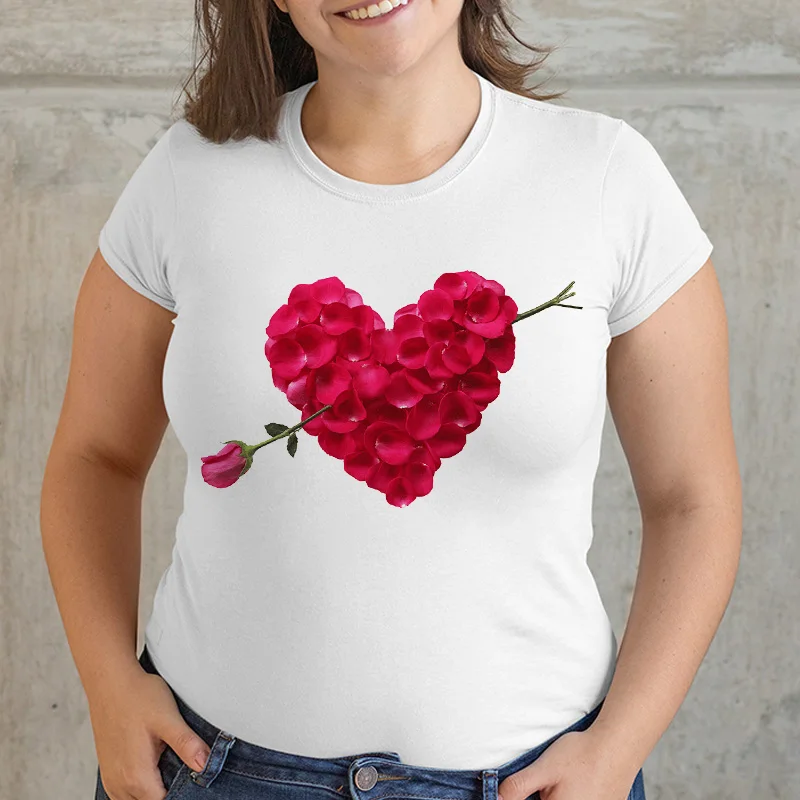 Fashion Ladies Tshirt Flower Love Print Short Sleeve Female Tees Tops Harajuku White T shirt Summer Women T-shirts Plus Size 4XL
Fashion Ladies Tshirt Flower Love Print Short Sleeve Female Tees Tops Harajuku White T shirt Summer Women T-shirts Plus Size 4XL