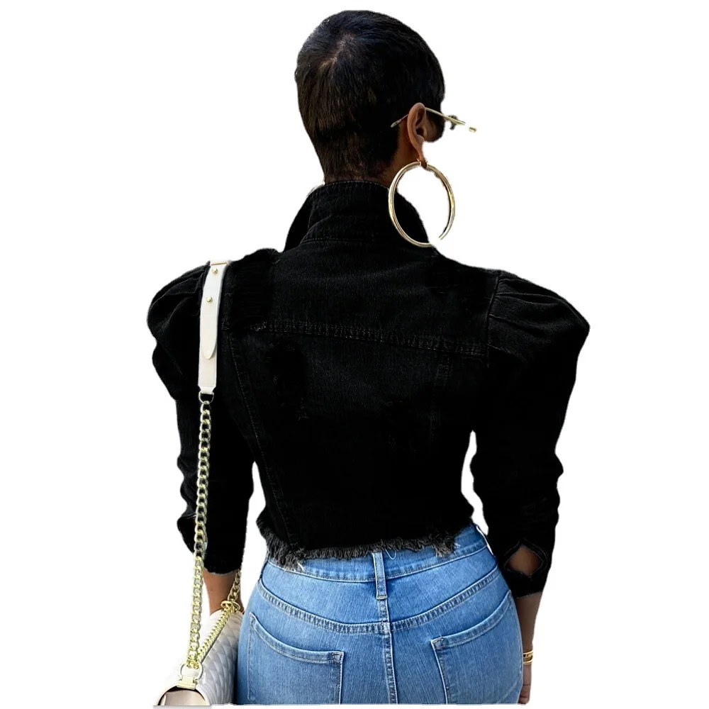 Spring Autumn Denim Coats For Women Puff Sleeve Ripped Hole Short Jeans Jackets Ladies Fashion Single Button Outerwear Coats
Spring Autumn Denim Coats For Women Puff Sleeve Ripped Hole Short Jeans Jackets Ladies Fashion Single Button Outerwear Coats
