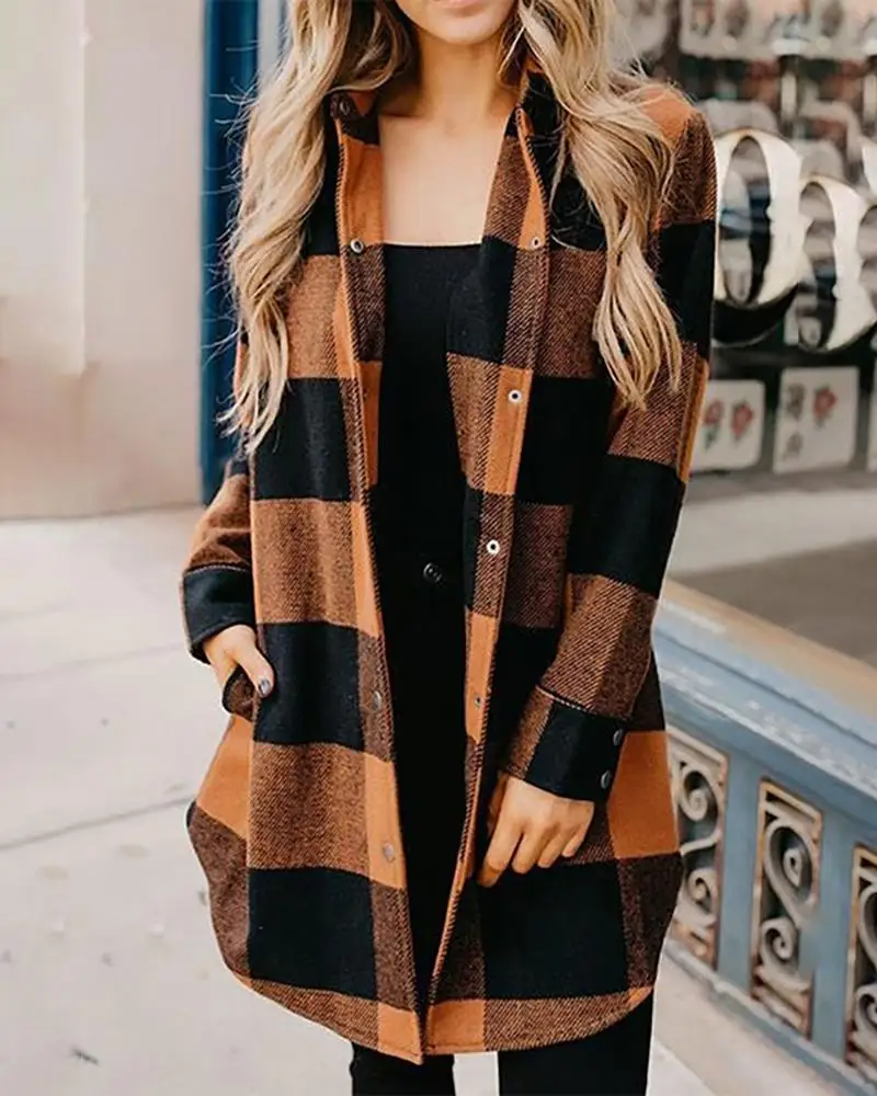 Women Fashion Long Sleeve Casual Longline Coat 2XL/3XL Oversized Female Autumn Plaid Casual Long Plaid Coats
Women Fashion Long Sleeve Casual Longline Coat 2XL/3XL Oversized Female Autumn Plaid Casual Long Plaid Coats