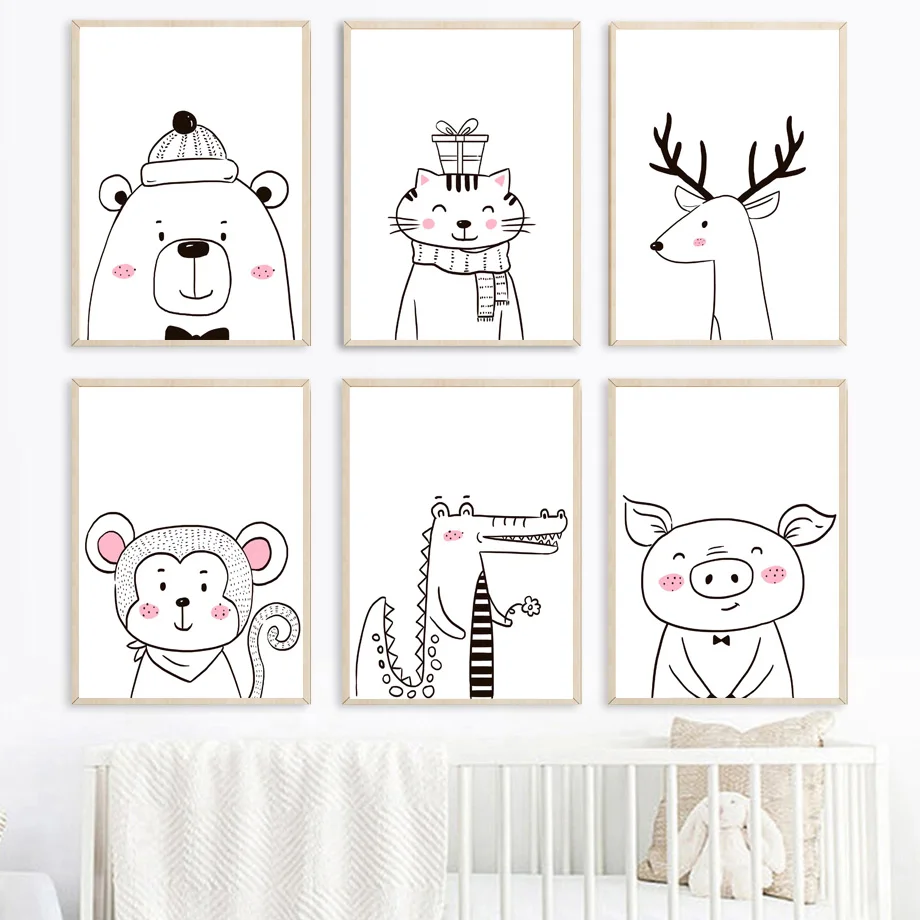 Animal Bear Cat Deer Monkey Crocodile Pig Wall Art Canvas Painting Nordic Posters And Prints Wall Pictures Baby Kids Room Decor
Animal Bear Cat Deer Monkey Crocodile Pig Wall Art Canvas Painting Nordic Posters And Prints Wall Pictures Baby Kids Room Decor