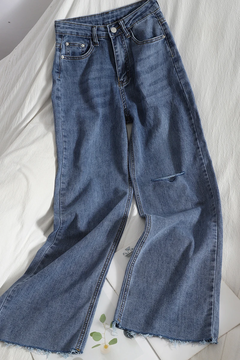Ripped Elegant Ladies Denim Jeans Summer Wear Fashionable Slimming Wide Leg Blue Pants High Waist Straight Trousers Women
Ripped Elegant Ladies Denim Jeans Summer Wear Fashionable Slimming Wide Leg Blue Pants High Waist Straight Trousers Women