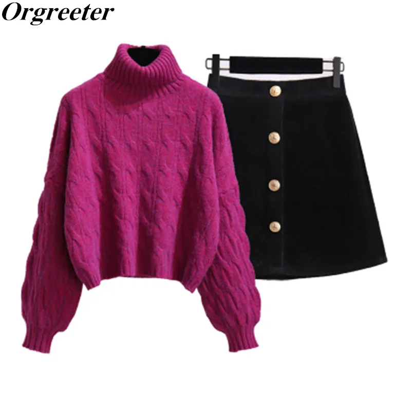 Winter New Warm Turtleneck Thick Twist Sweater Woolen Culottes Two Piece Set Women Knit Pullover Crop Top Korean Fashion Suits
Winter New Warm Turtleneck Thick Twist Sweater Woolen Culottes Two Piece Set Women Knit Pullover Crop Top Korean Fashion Suits