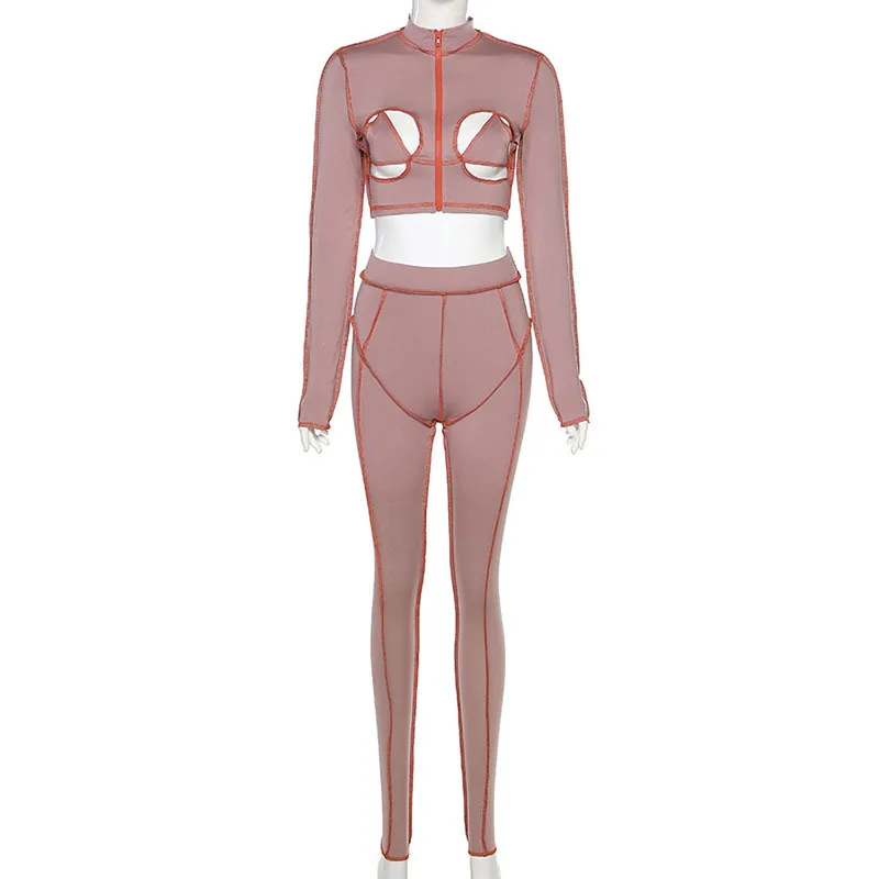 Kricesseen Sexy Striped Detail Two Pieces Pant Set Women Hollow Out Front Zipper Top And Long Pants Suit Outfits Matching Set
Kricesseen Sexy Striped Detail Two Pieces Pant Set Women Hollow Out Front Zipper Top And Long Pants Suit Outfits Matching Set