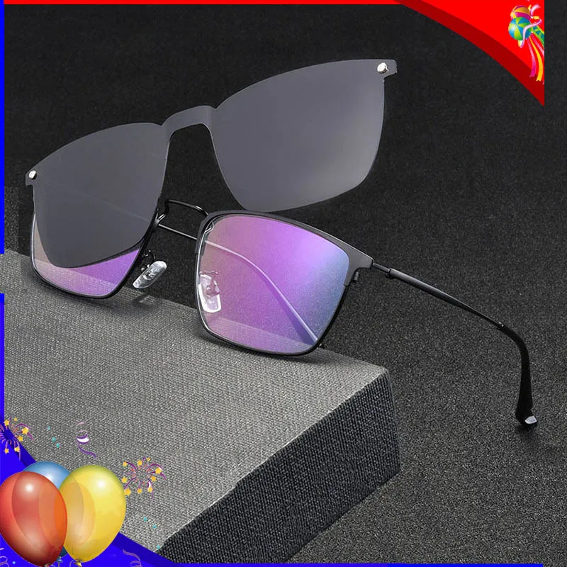 2 In 1 Sunglass For Myopia Women Square Clip On Eyeglasses Frame Men Polarized Sun Glasses Alloy Replaceable Optical Eyewear Fra 
2 In 1 Sunglass For Myopia Women Square Clip On Eyeglasses Frame Men Polarized Sun Glasses Alloy Replaceable Optical Eyewear Fra