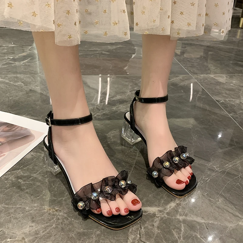 Buckle Strap High Heel Sandal for Women All-Match Female Shoe Med 2021 Summer High-heeled Girls Clear Rhinestone Pearl New Comfo
Buckle Strap High Heel Sandal for Women All-Match Female Shoe Med 2021 Summer High-heeled Girls Clear Rhinestone Pearl New Comfo