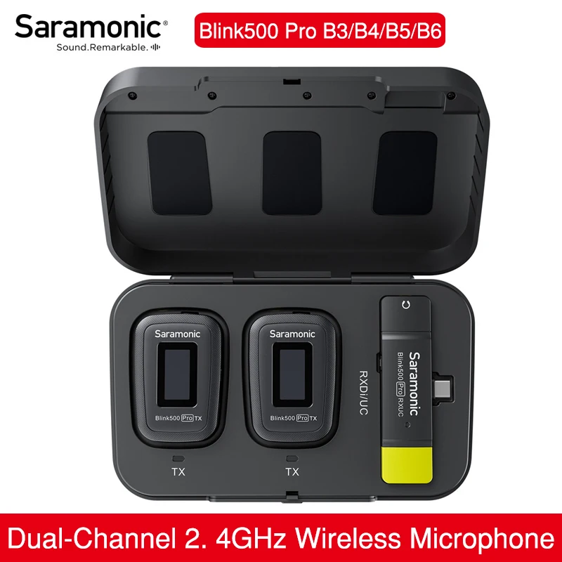 

Беспроводной петличный микрофон Saramonic Blink 500 Pro B3 B4 B5 B6 2,4 ГГц двухканальный Студийный конденсаторный микрофон для iOS Android DSLR
