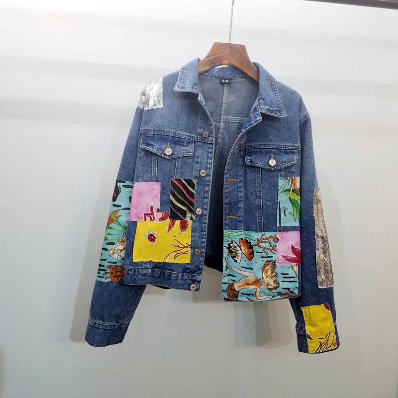 2021 New Spring Autumn Women Clothes Personality Sequins Patch Irregular Denim Jacket Streetwear Loose Long Sleeve Jean Coat
2021 New Spring Autumn Women Clothes Personality Sequins Patch Irregular Denim Jacket Streetwear Loose Long Sleeve Jean Coat