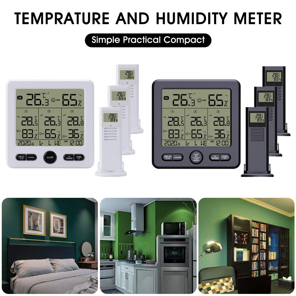 Digital Thermometer Hygrometer Temperature Sensor Kitchen Weather Station Room Hygrometer Humidity Meter With 3 Wireless Sensors
Digital Thermometer Hygrometer Temperature Sensor Kitchen Weather Station Room Hygrometer Humidity Meter With 3 Wireless Sensors