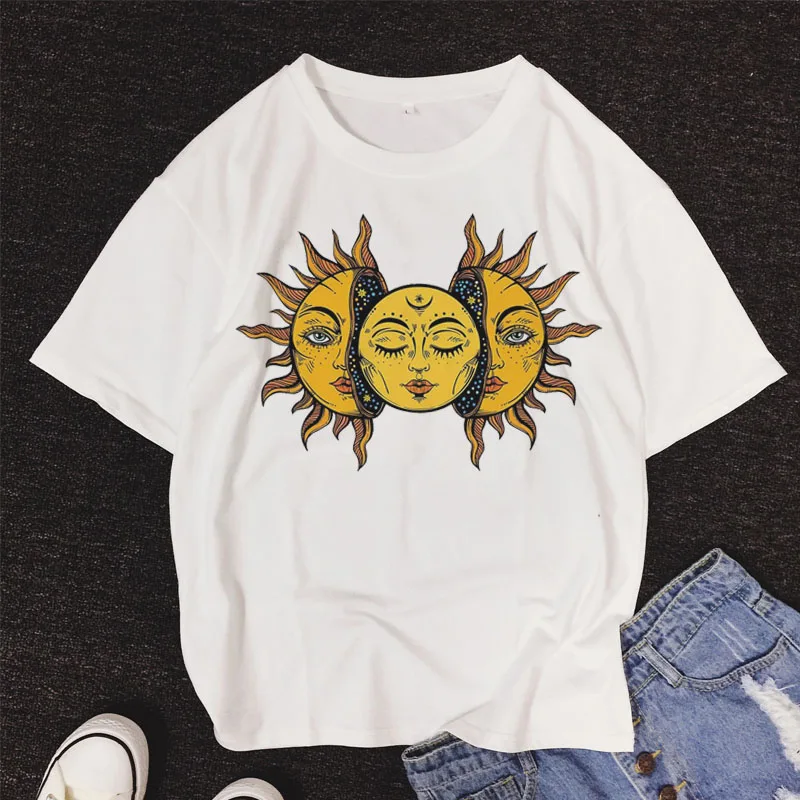 New Harajuku aesthetic Female Tshirt Sun moon Print Short Sleeve Tops Pink Tees Fashion Casual T Shirt Women Anime Streetwear
New Harajuku aesthetic Female Tshirt Sun moon Print Short Sleeve Tops Pink Tees Fashion Casual T Shirt Women Anime Streetwear
