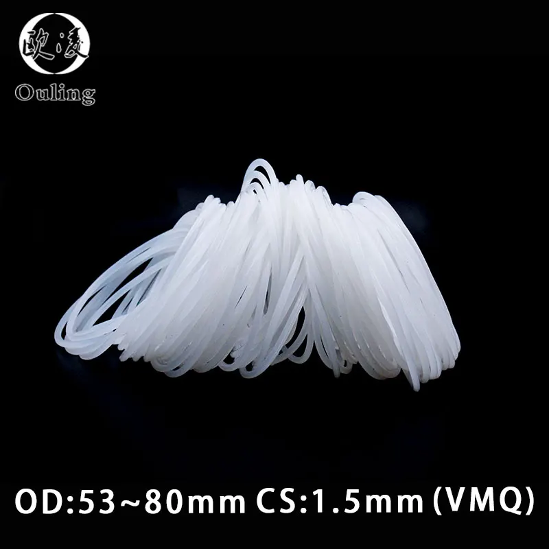 White Silicon Ring Silicone/VMQ O ring 1.5mm Thickness OD53/55/60/65/70/72/75/80mm O Ring Seal Rubber Gasket ORing Washer Rings
White Silicon Ring Silicone/VMQ O ring 1.5mm Thickness OD53/55/60/65/70/72/75/80mm O Ring Seal Rubber Gasket ORing Washer Rings