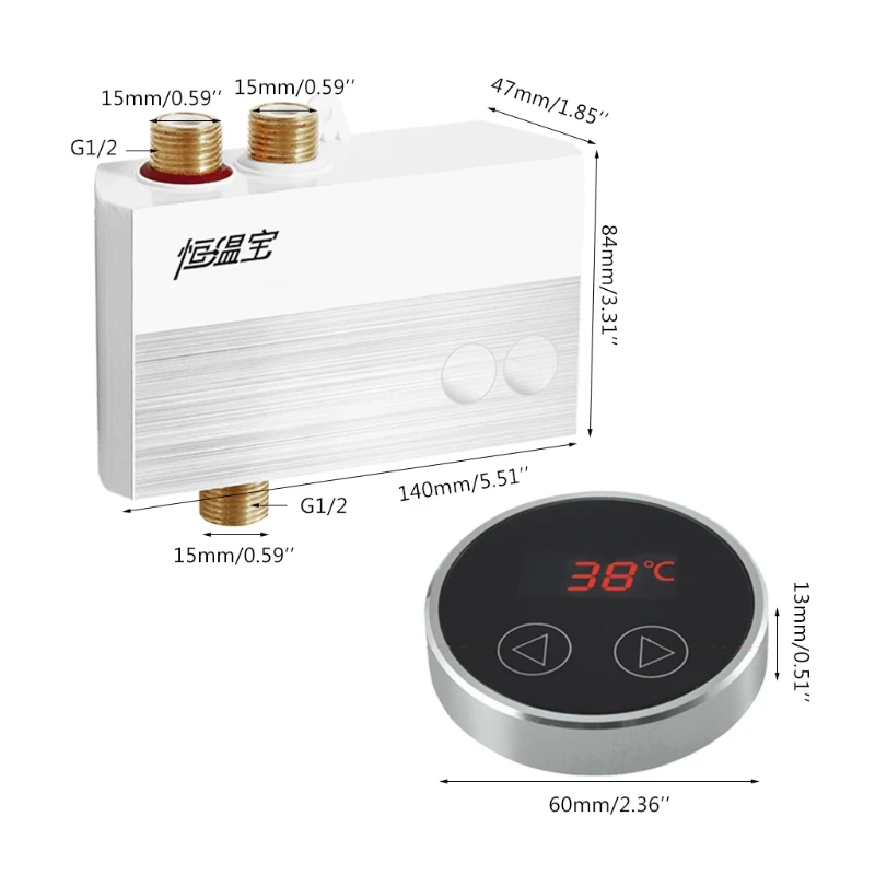 Digital LCD Touch Thermostatic Faucet Mixing Water Controller Water Temperature Mixer Mixed Controller G1/2" EU Plug
Digital LCD Touch Thermostatic Faucet Mixing Water Controller Water Temperature Mixer Mixed Controller G1/2" EU Plug