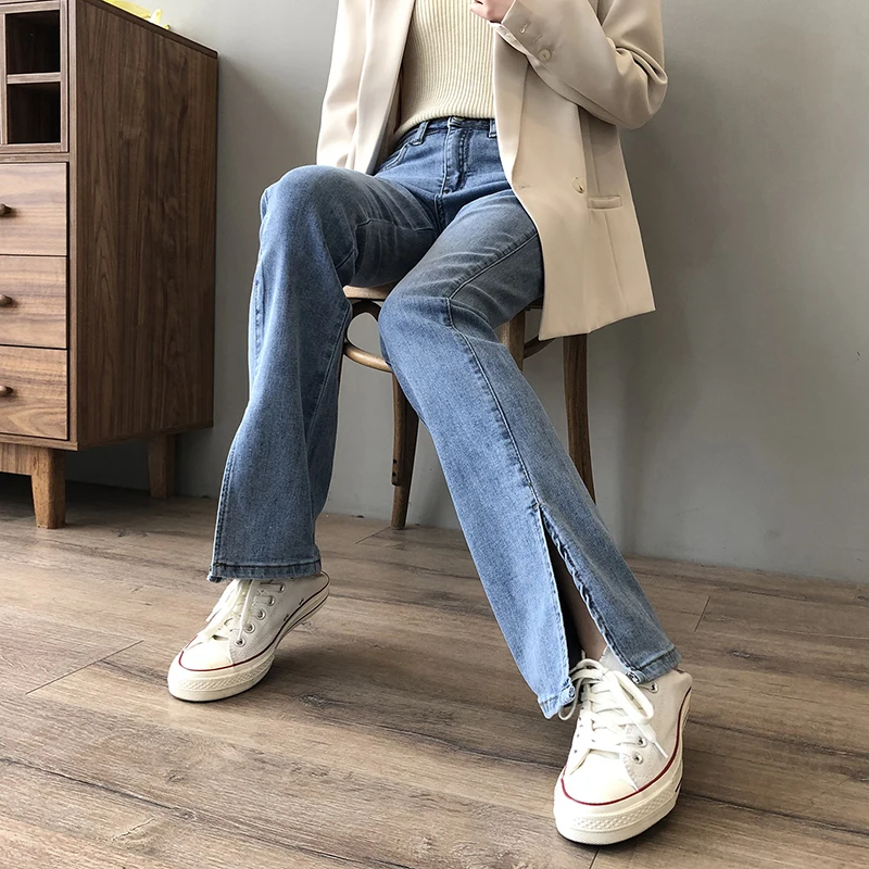 SISPELL Casual Denim Pants For Femlae High Waist Loose Straight Side Split Women's Casual Trousers Fashion Spring Tide 2021
SISPELL Casual Denim Pants For Femlae High Waist Loose Straight Side Split Women's Casual Trousers Fashion Spring Tide 2021