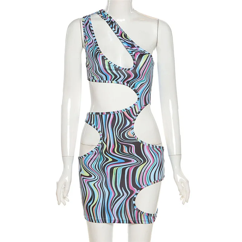 Fashion One-Shoulder Striped Sleeveless Skinny Hollow Out Mini Dresses Bodycon Package Hip Asymmetrical 2021 Female Clothing
Fashion One-Shoulder Striped Sleeveless Skinny Hollow Out Mini Dresses Bodycon Package Hip Asymmetrical 2021 Female Clothing