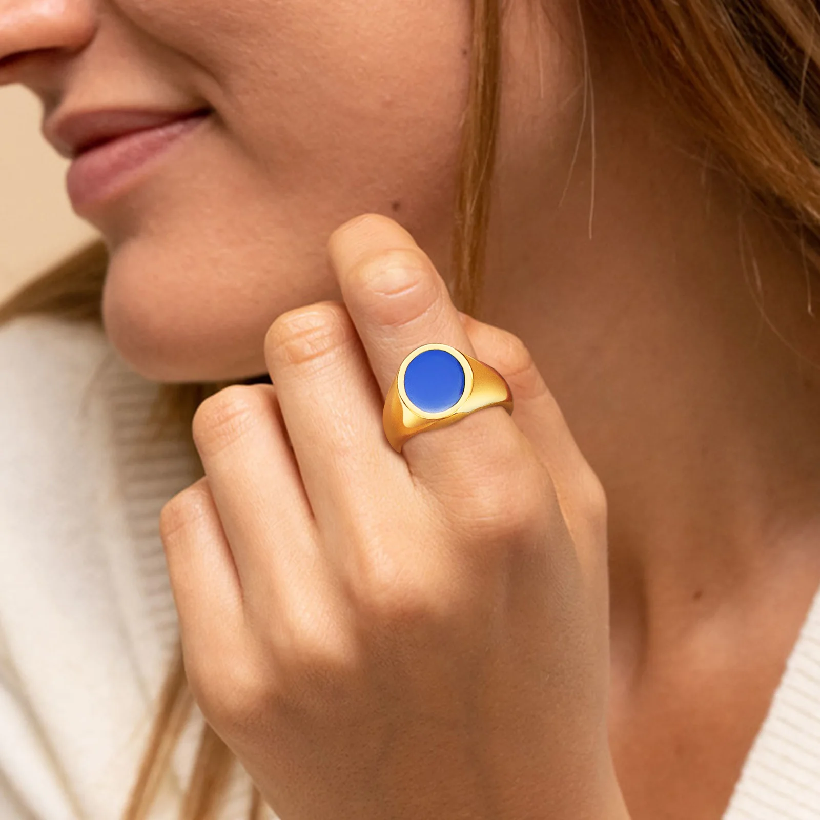 Royal Blue Enamel Signet Ring, Womens Stainless Steel Gold Filled Chunky Pinky Finger Ring Jewelry
Royal Blue Enamel Signet Ring, Womens Stainless Steel Gold Filled Chunky Pinky Finger Ring Jewelry