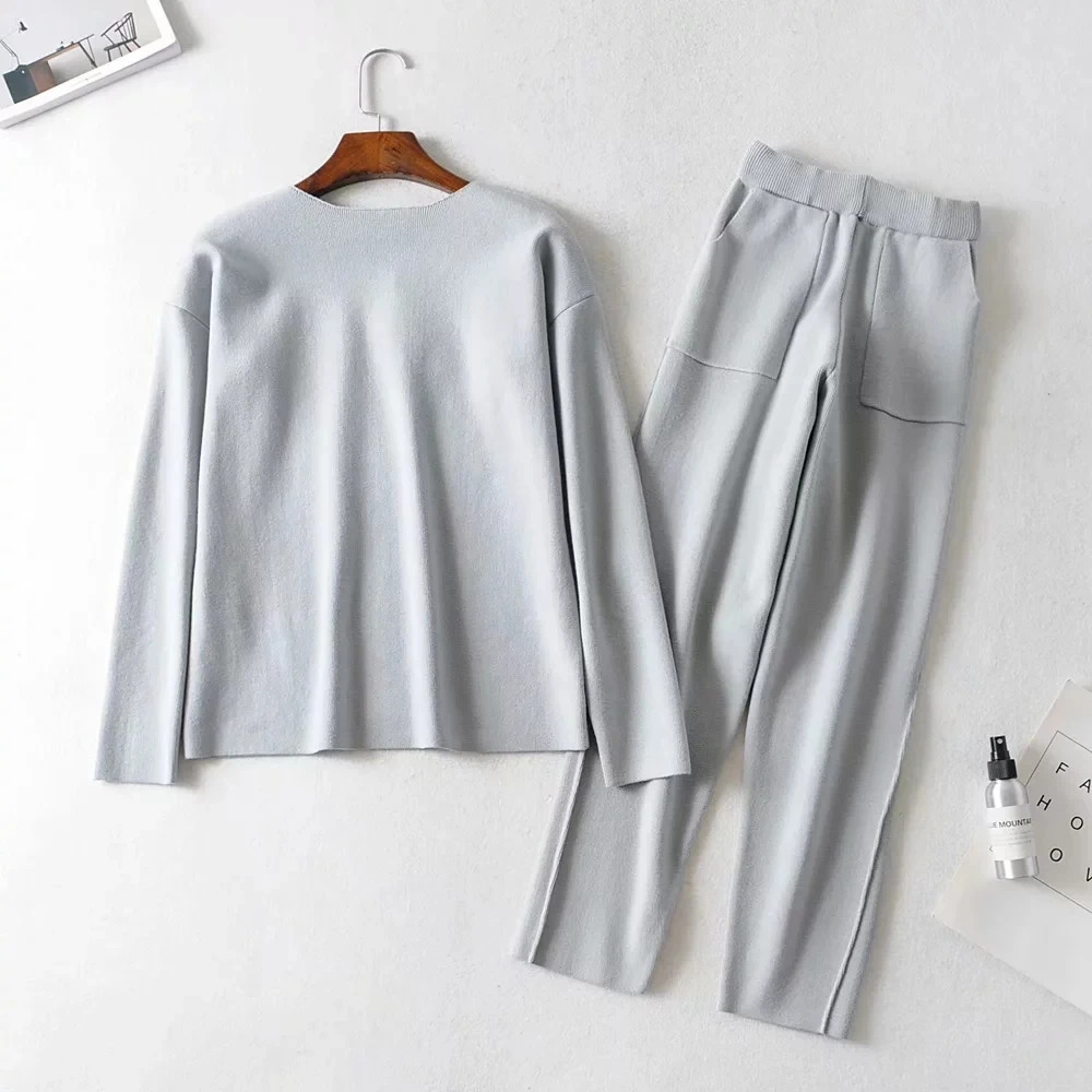 Women's suit new women two piece outfits wild casual fashion solid color round neck long sleeve pants suit
Women's suit new women two piece outfits wild casual fashion solid color round neck long sleeve pants suit