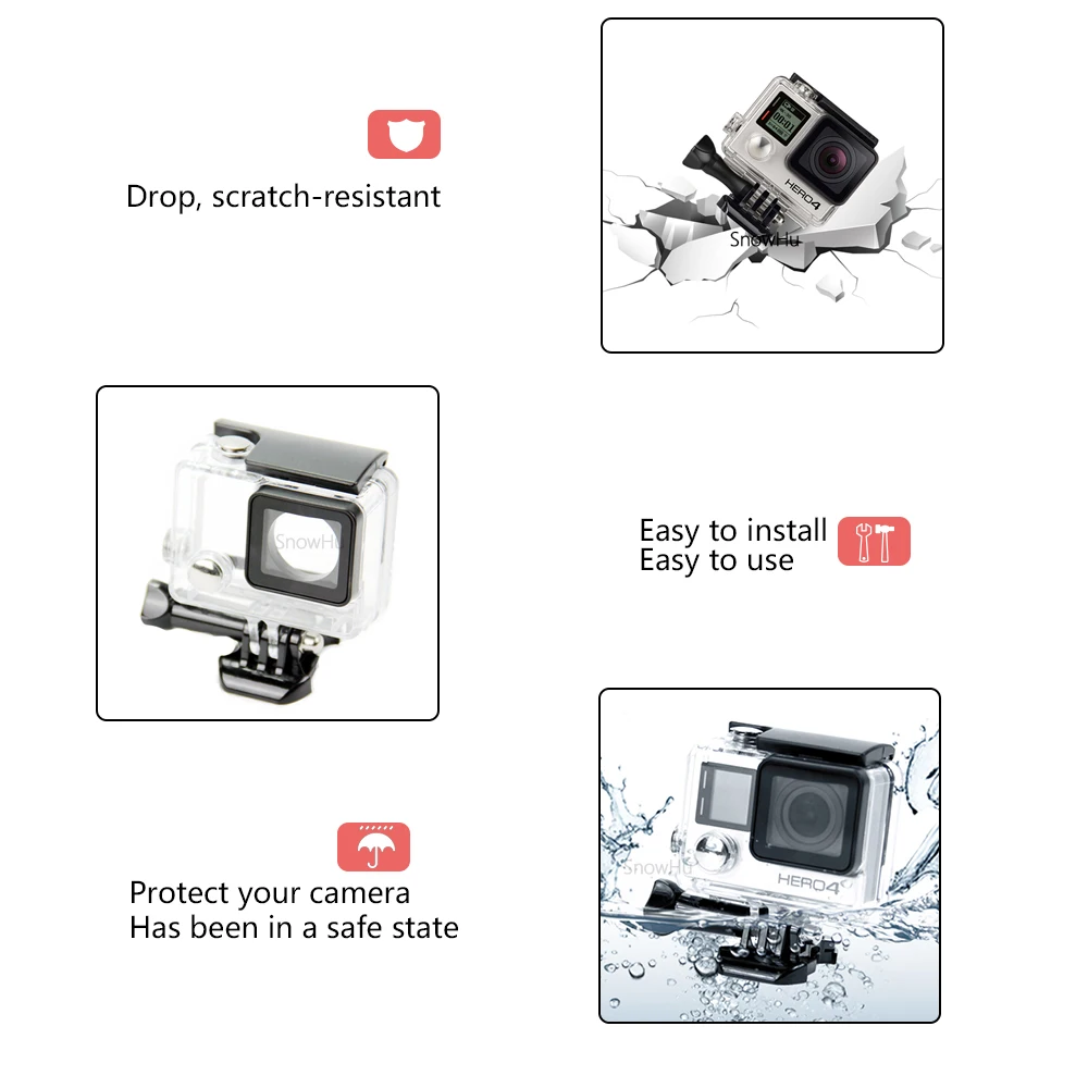 SnowHu for Gopro Accessories 30M waterproof housing case mount for Go Pro Hero 4 3+ action camera GP248
SnowHu for Gopro Accessories 30M waterproof housing case mount for Go Pro Hero 4 3+ action camera GP248