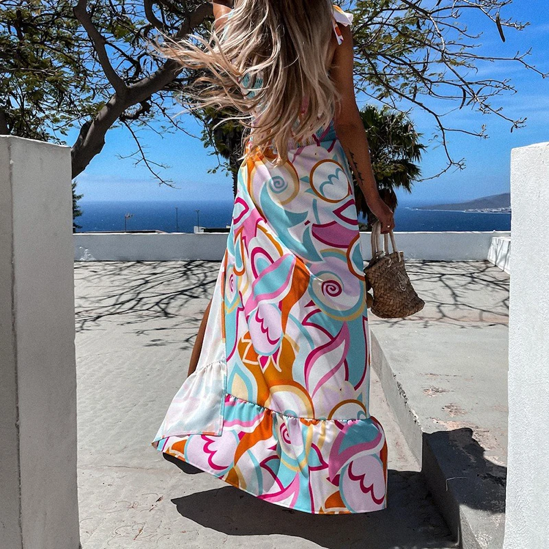 Summer Split Print Long Dress Stretch Women Spaghetti Strap Boho Maxi Sundress Femme Lace-up A Line Holiday Party Dress 2021 New
Summer Split Print Long Dress Stretch Women Spaghetti Strap Boho Maxi Sundress Femme Lace-up A Line Holiday Party Dress 2021 New