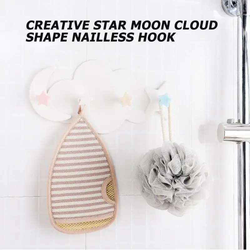 Kitchen Storage Hook Creative Star Moon Cloud Shape Nail-free Wall Clothes Hooks Kids Room Decorative Key Hanging Hanger 
Kitchen Storage Hook Creative Star Moon Cloud Shape Nail-free Wall Clothes Hooks Kids Room Decorative Key Hanging Hanger