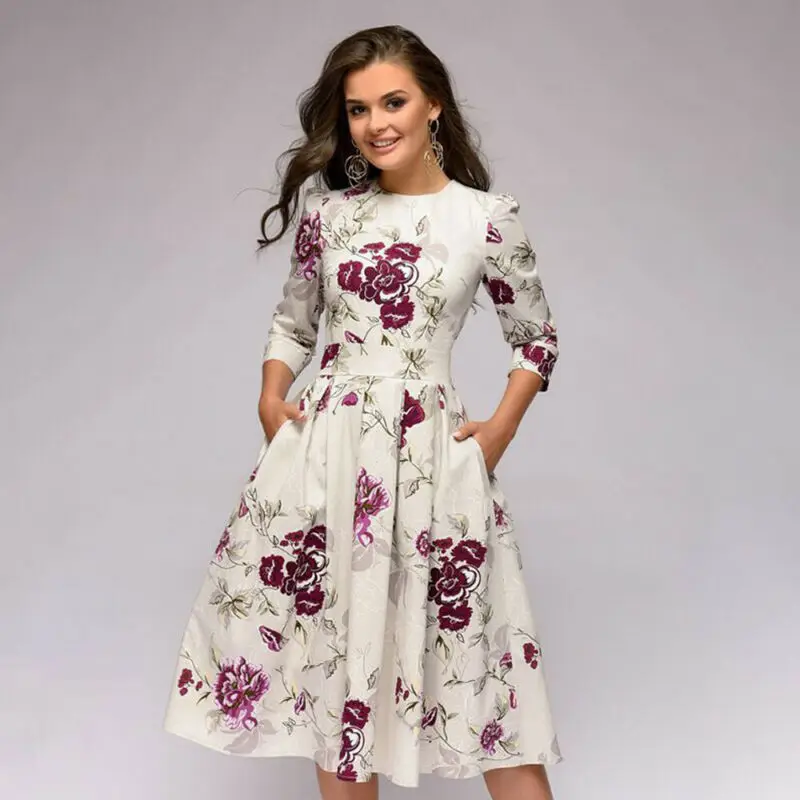 Winter Dress Woman Retro Floral Dresses Women Vintage Dresses Tunic 3/4 Sleeved Autumn Dress High Waist Bodycon Dresses 6Colors
Winter Dress Woman Retro Floral Dresses Women Vintage Dresses Tunic 3/4 Sleeved Autumn Dress High Waist Bodycon Dresses 6Colors