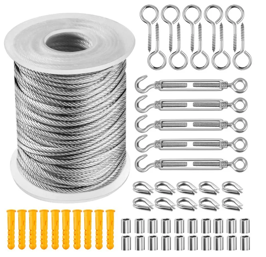 57PCS/Set 30 Meter Steel PVC Coated Flexible Wire Rope Soft Cable Transparent Stainless Steel Clothesline Diameter 2mm Kit
57PCS/Set 30 Meter Steel PVC Coated Flexible Wire Rope Soft Cable Transparent Stainless Steel Clothesline Diameter 2mm Kit