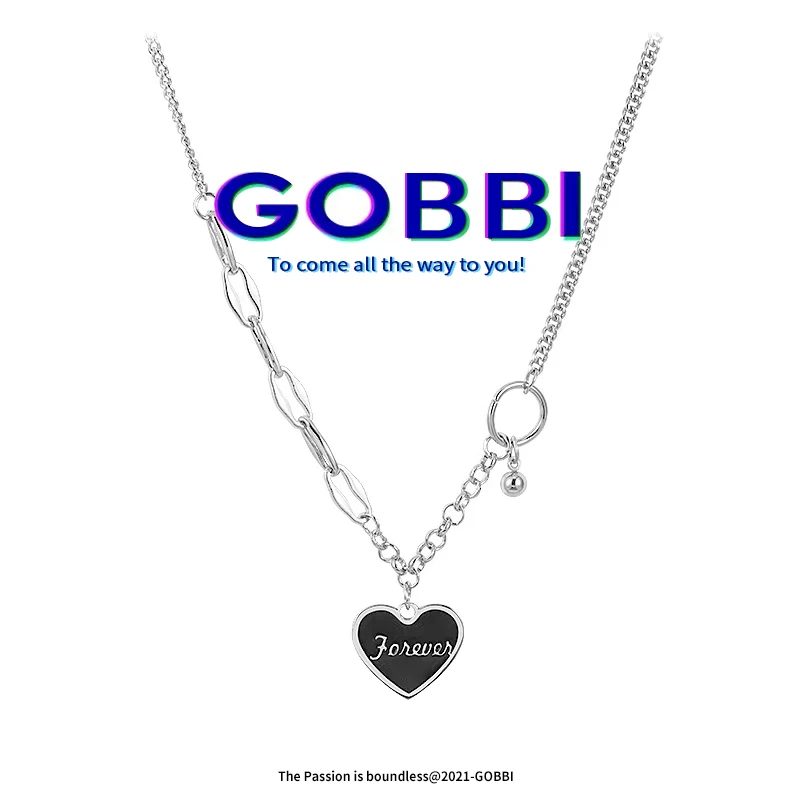 GOBBI2021 new ladies black heart-shaped stitching necklace gothic retro charm pendant necklace stainless steel jewelry
GOBBI2021 new ladies black heart-shaped stitching necklace gothic retro charm pendant necklace stainless steel jewelry