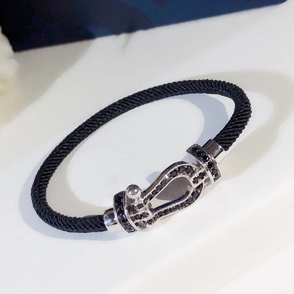AYBS Bracelets Premium Quality Logo Original1:1 logo "Black sparkling horseshoe shape black rope" Bracelets fred jewelry
AYBS Bracelets Premium Quality Logo Original1:1 logo "Black sparkling horseshoe shape black rope" Bracelets fred jewelry