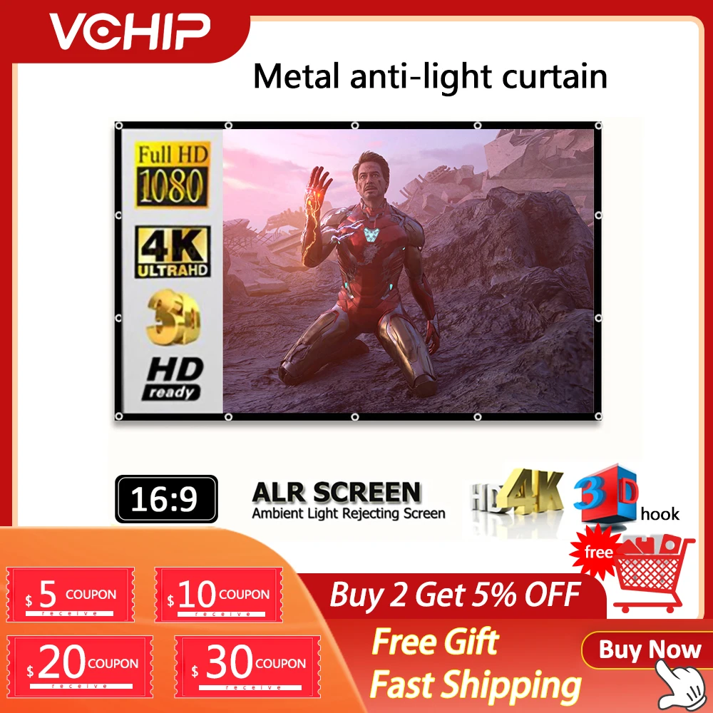 Проекционный экран VCHIP 4K, проекционный экран для домашнего кинотеатра, Женская светильник ная занавеска 16:9 100 92 30 дюймов, для фильмов на откр...
Проекционный экран VCHIP 4K, проекционный экран для домашнего кинотеатра, Женская светильник ная занавеска 16:9 100 92 30 дюймов, для фильмов на откр...