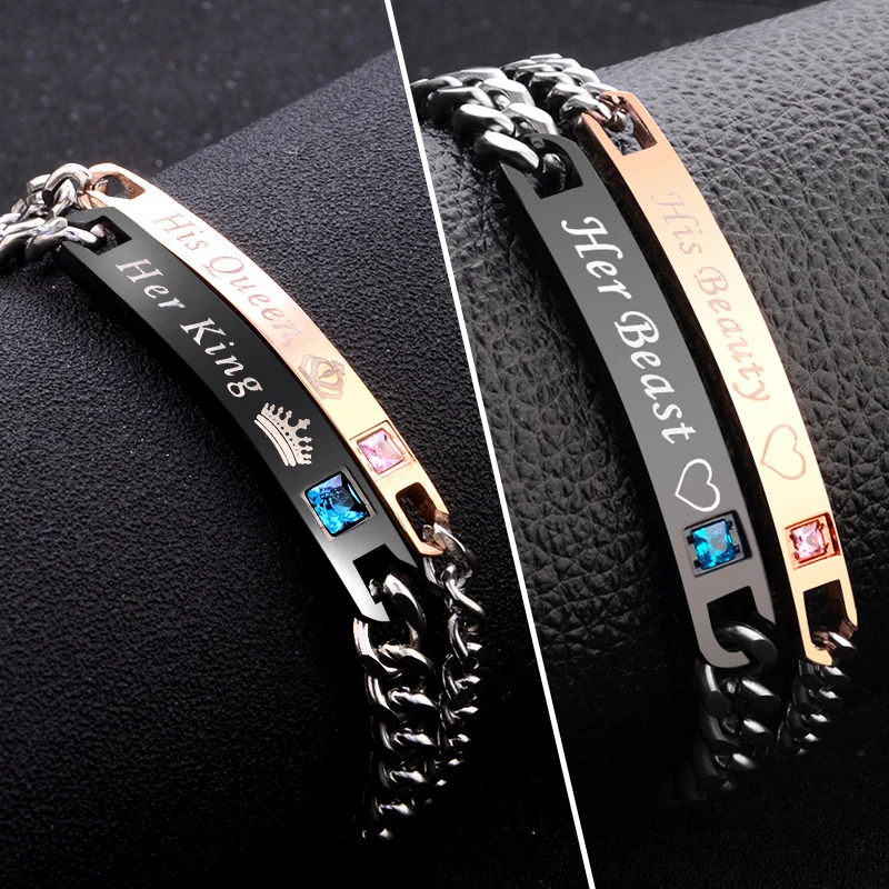 2 Style His Queen Her King Black Rose Gold Color Women's Male Chain Crystal Couple Bracelet for Men Femmo on Hands Jewelry
2 Style His Queen Her King Black Rose Gold Color Women's Male Chain Crystal Couple Bracelet for Men Femmo on Hands Jewelry