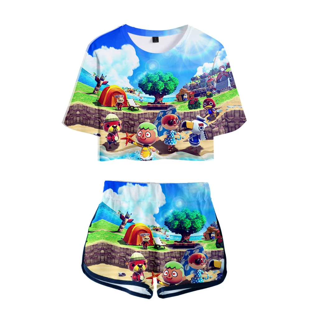 Animal Crossing 3D Pop Summer Soft Shorts And T-shirts Fashion Women Two Piece Sets Cool Print Crop Top Clothes 
Animal Crossing 3D Pop Summer Soft Shorts And T-shirts Fashion Women Two Piece Sets Cool Print Crop Top Clothes