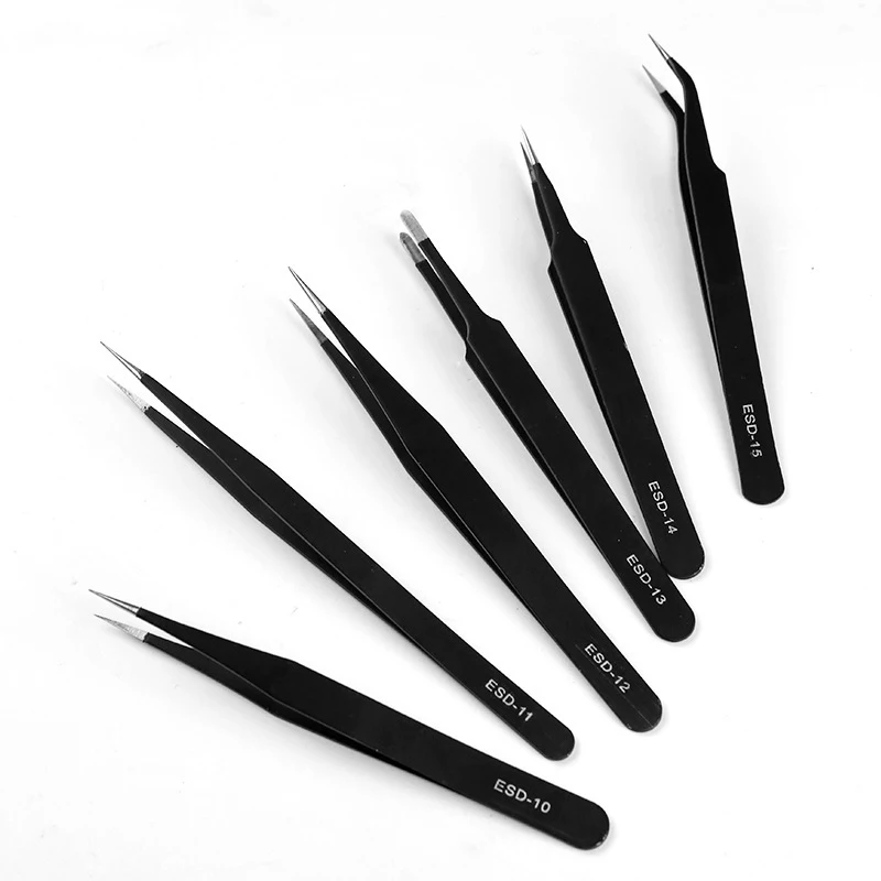 Stainless Steel Tweezers ESD Anti-Static Curved Straight Tweezers Maintenance Industrial Repair Tools Working Making Hand Tool
Stainless Steel Tweezers ESD Anti-Static Curved Straight Tweezers Maintenance Industrial Repair Tools Working Making Hand Tool