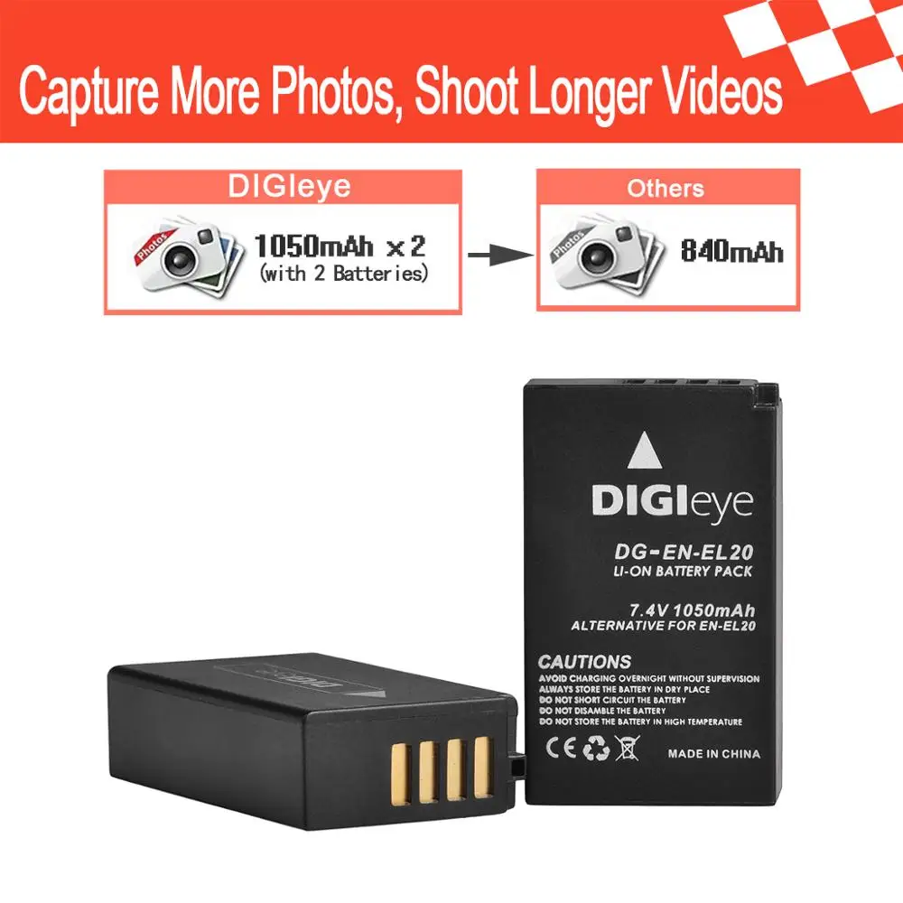 Зарядное устройство для Nikon Coolpix P1000 1 J1 J2 J3 S1 AW1 A 2 шт.|Цифровые аккумуляторы| |