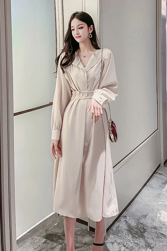 COIGARSAM French Style Full Sleeve Women dress New Spring High Waist Dresses Black Apricot 3556
COIGARSAM French Style Full Sleeve Women dress New Spring High Waist Dresses Black Apricot 3556