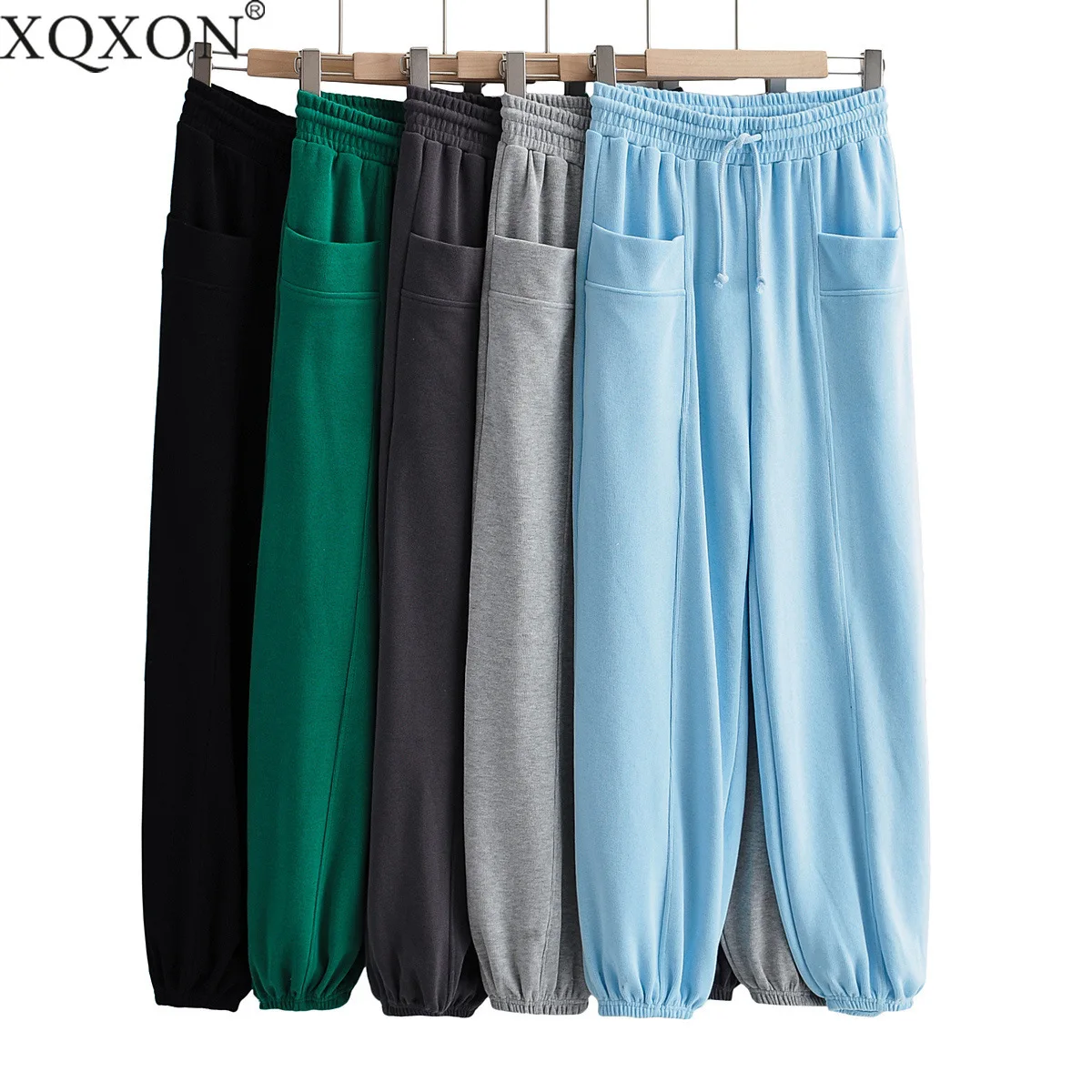 Fall/winter new style sweatpants women fashion solid color pocket drawstring straight leg pants trousers pantalones de mujer
Fall/winter new style sweatpants women fashion solid color pocket drawstring straight leg pants trousers pantalones de mujer