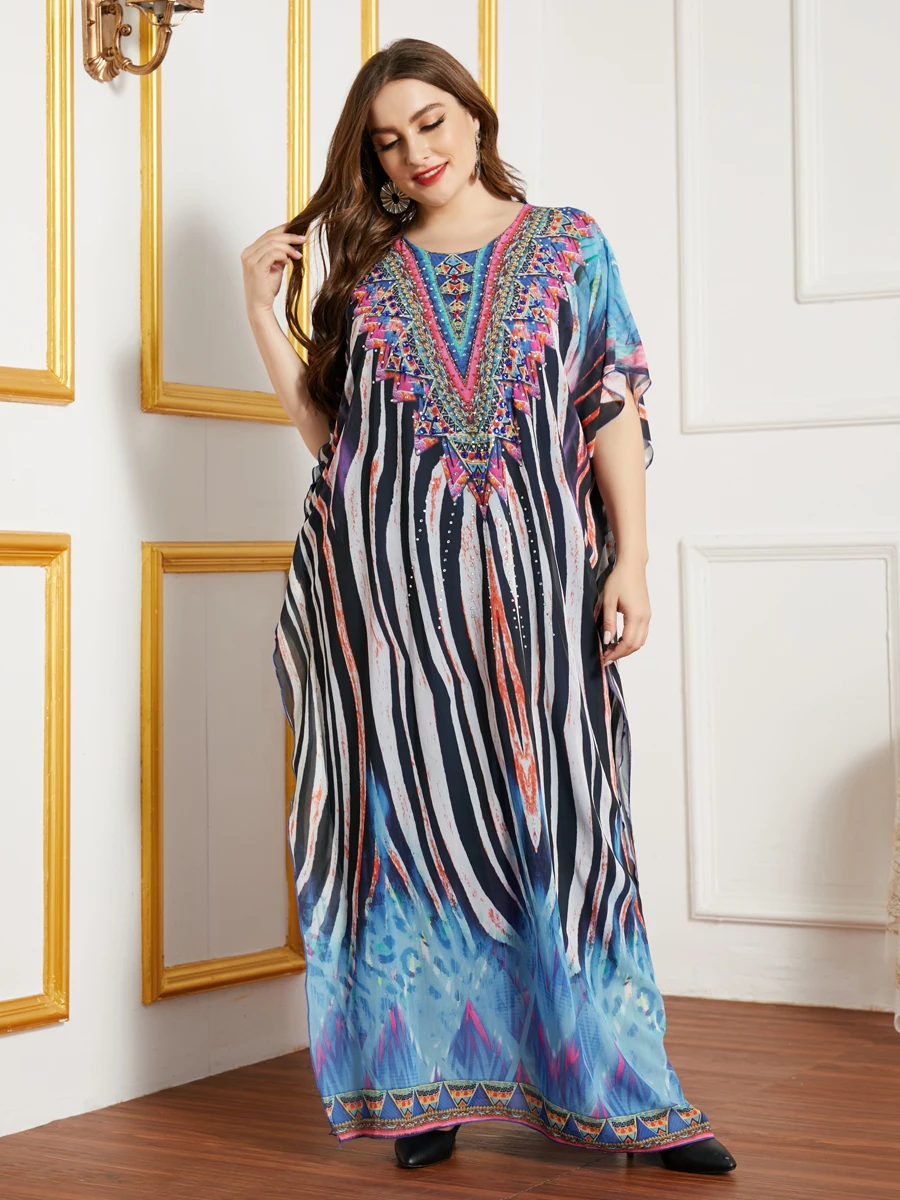 Muslim Abayas Women Casual Summer Dress Lady Vintage Floral Zebra Print Chiffon Plus Size Long Dress Short Sleeve Diamond Design
Muslim Abayas Women Casual Summer Dress Lady Vintage Floral Zebra Print Chiffon Plus Size Long Dress Short Sleeve Diamond Design