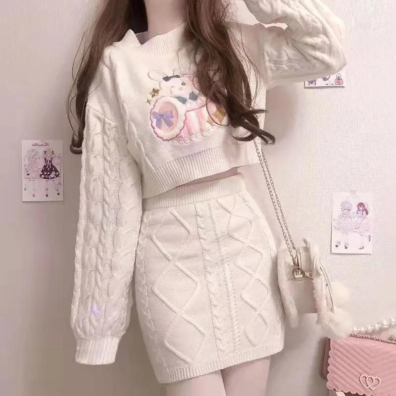 White Anime Harajuku Sweater Mini Skirt Woman E Girl Cute Y2k Skirts Kawaii Lolita Indie Two Piece Set Korean Fashion Clothes
White Anime Harajuku Sweater Mini Skirt Woman E Girl Cute Y2k Skirts Kawaii Lolita Indie Two Piece Set Korean Fashion Clothes
