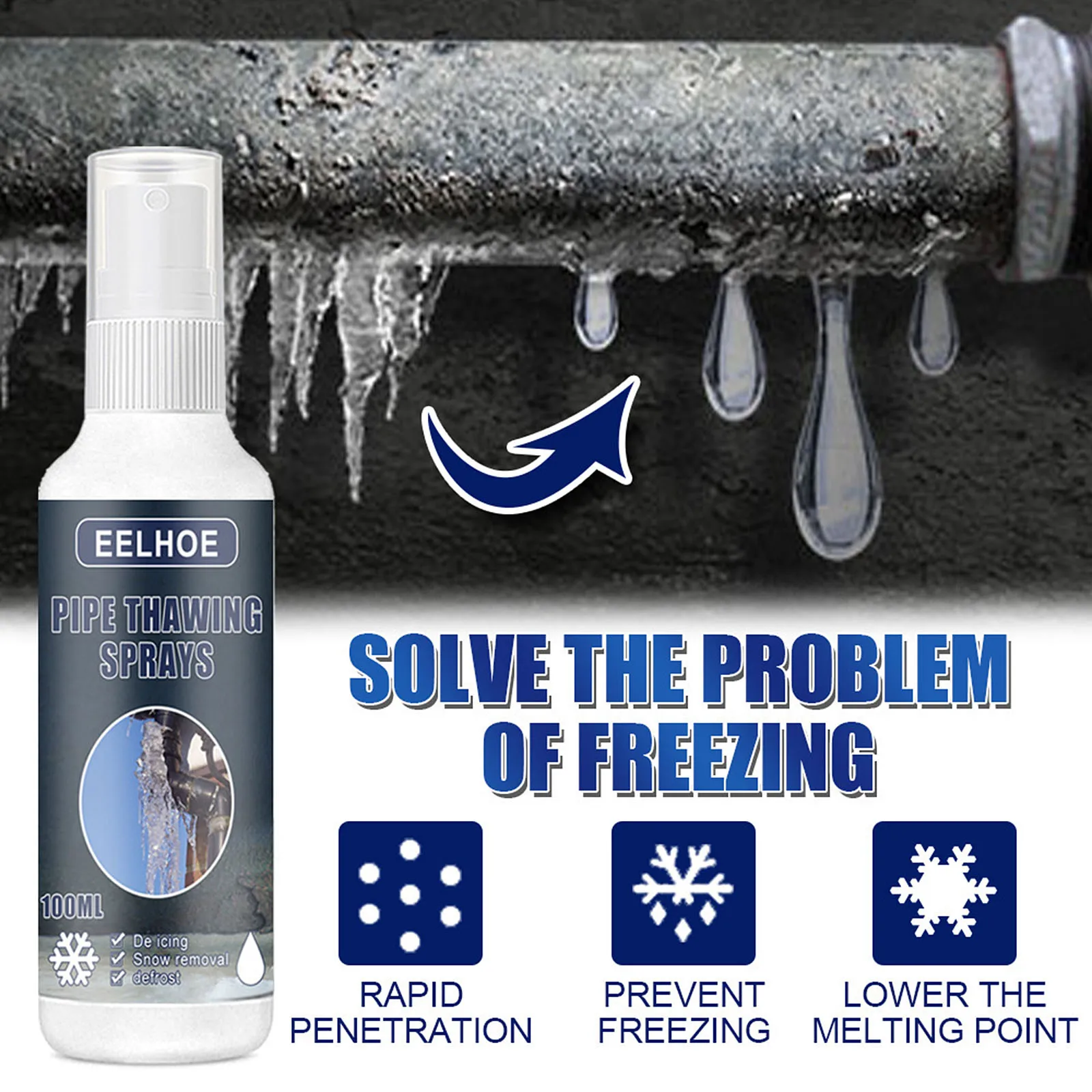 Faucet Water Pipe Deicer Pipe Thawing Spray Water Thaw Spray Thaw Spray Tap Deicing Ice Remover Thaw Spray Thawing Rapid Thawing
Faucet Water Pipe Deicer Pipe Thawing Spray Water Thaw Spray Thaw Spray Tap Deicing Ice Remover Thaw Spray Thawing Rapid Thawing