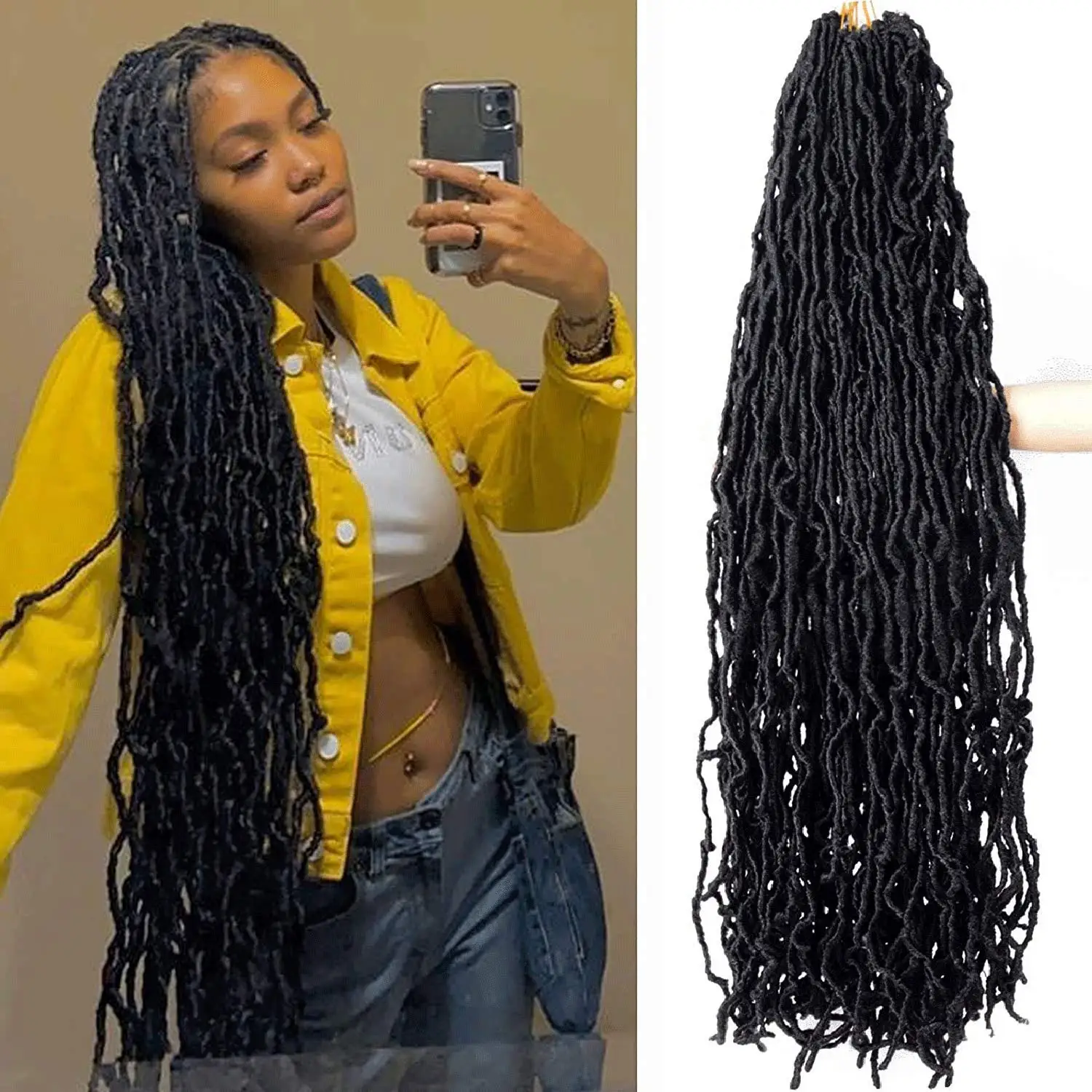 SAMBRAID Nu Locs, вязанные крючком волосы, 36 дюймов, 20 прядей, искусственный Locs, наращивание, мягкая богиня, плетение, дреды, волосы для черных женщин...
SAMBRAID Nu Locs, вязанные крючком волосы, 36 дюймов, 20 прядей, искусственный Locs, наращивание, мягкая богиня, плетение, дреды, волосы для черных женщин...