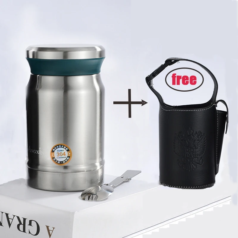 New 304 vacuum simmering pot portable insulated barrel stainless steel lunch box with spoon Stew pot gift leather cloth cover
New 304 vacuum simmering pot portable insulated barrel stainless steel lunch box with spoon Stew pot gift leather cloth cover