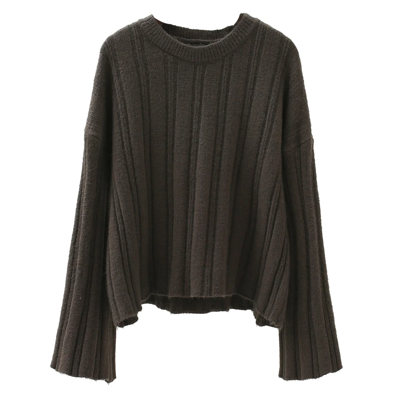 O-Neck Solid Knitted Women Sweater And Pullovers Flare Sleeved Loose Casual All Match Female Pulls Outwear Tops
O-Neck Solid Knitted Women Sweater And Pullovers Flare Sleeved Loose Casual All Match Female Pulls Outwear Tops