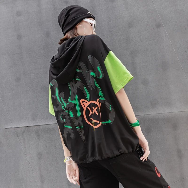 Korean Fashion Graphic T Shirt Women Big Plus Size Top Drawstring Loose Harajuku Luxury Hooded Tshirt Color Block Summer Sale
Korean Fashion Graphic T Shirt Women Big Plus Size Top Drawstring Loose Harajuku Luxury Hooded Tshirt Color Block Summer Sale