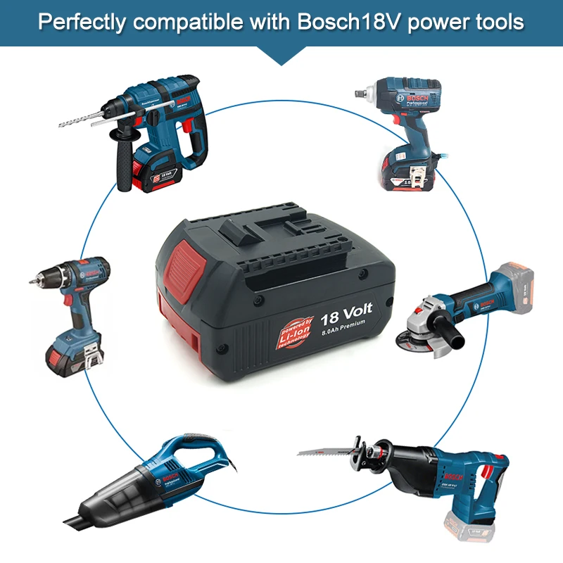 BAT609 18V 8000mAh Li-ion Power Tools Battery for Bosch Rechargeable Battery BAT610G BAT618 BAT620 BAT622 gsr18-2 gsr18v-li
BAT609 18V 8000mAh Li-ion Power Tools Battery for Bosch Rechargeable Battery BAT610G BAT618 BAT620 BAT622 gsr18-2 gsr18v-li
