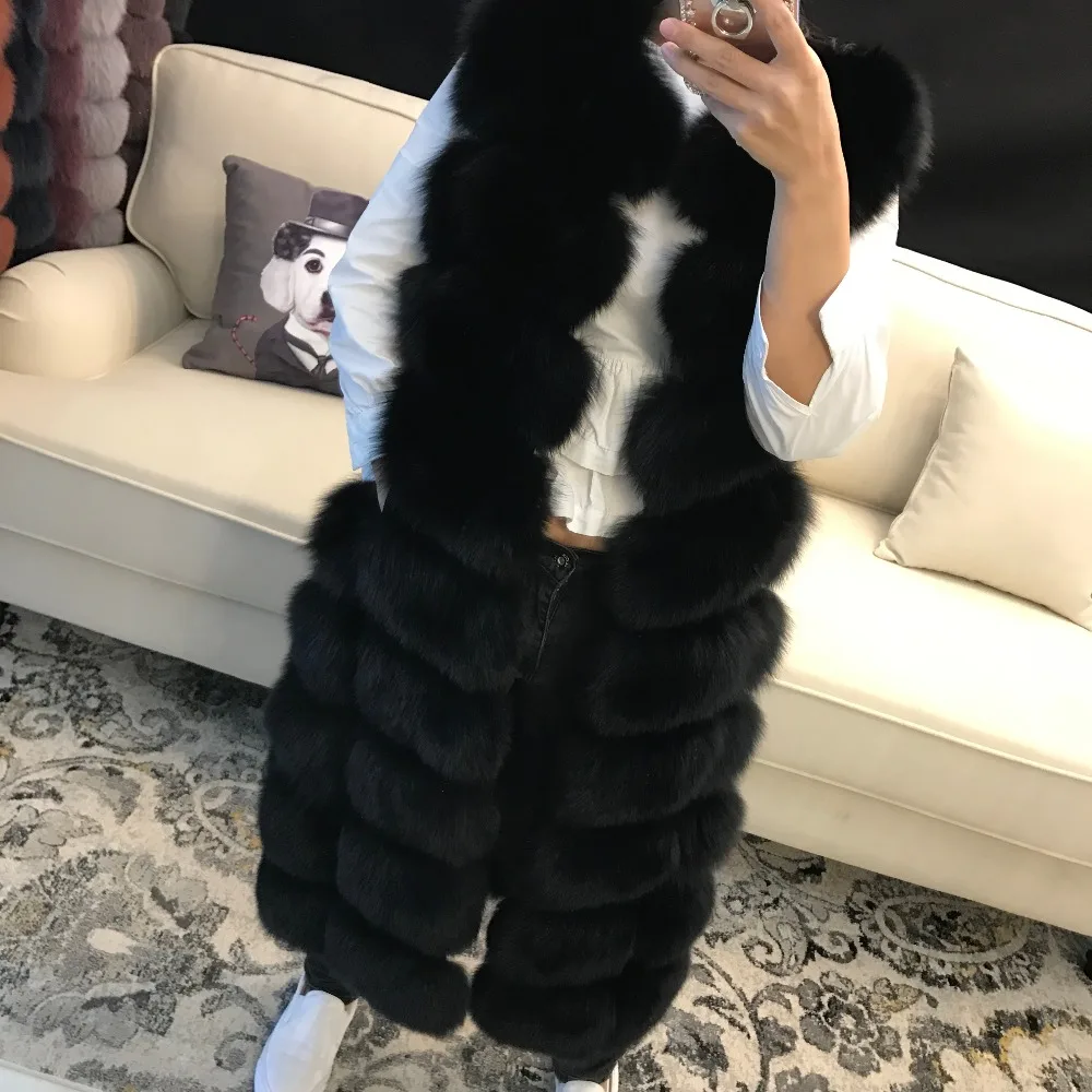 real lady vest women natural fox fur 106cm length 
real lady vest women natural fox fur 106cm length