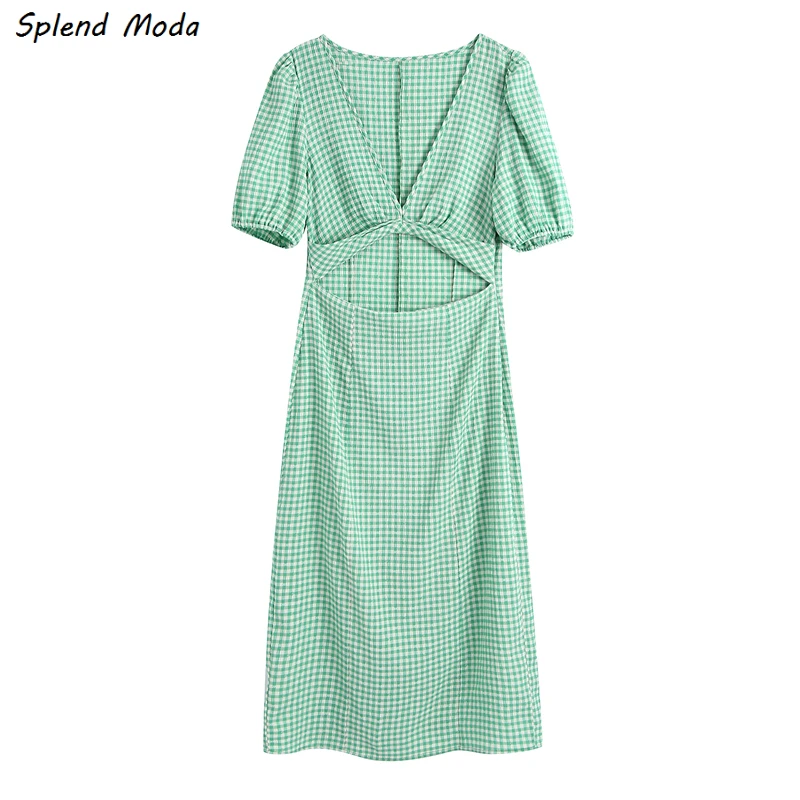 Splend Moda 2021 Summer New Vintage Plaid Print Thin Puff Sleeve Sexy Hollow Out Long A-line Dress For Women Zipper Vestido
Splend Moda 2021 Summer New Vintage Plaid Print Thin Puff Sleeve Sexy Hollow Out Long A-line Dress For Women Zipper Vestido