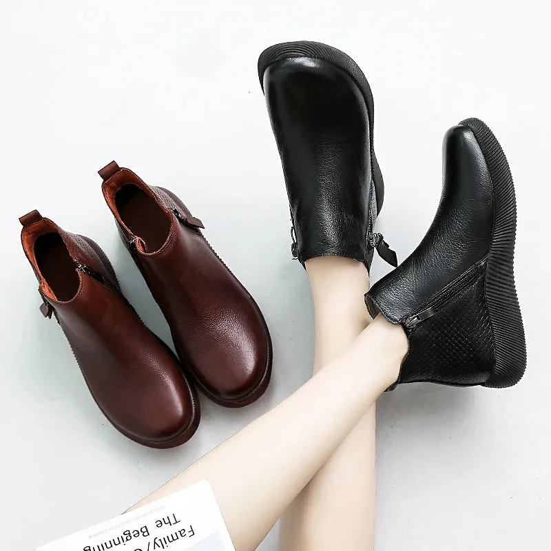 Autumn Women's Boots Black Oxford Wedge Shoes Fur Boots Warm Snow Boots Ladies Casual Zip Flat Leather Ankle Boots Winter Shoes
Autumn Women's Boots Black Oxford Wedge Shoes Fur Boots Warm Snow Boots Ladies Casual Zip Flat Leather Ankle Boots Winter Shoes