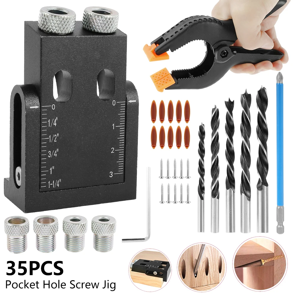 35pcs Woodworking Oblique Hole Locator Pocket Hole Locator Drill Bit 15 Degree Angle Drill Guide Set Hole Puncher DIY Wood Tools
35pcs Woodworking Oblique Hole Locator Pocket Hole Locator Drill Bit 15 Degree Angle Drill Guide Set Hole Puncher DIY Wood Tools