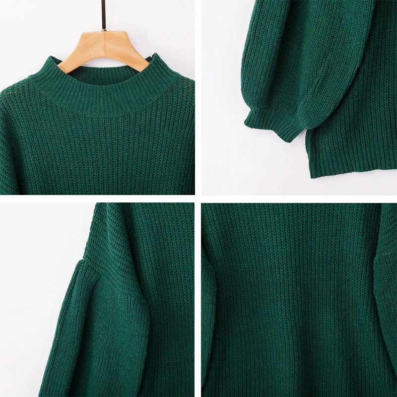 Solid Large Size Women's Sweater O Neck Lantern Sleeve Pullovers Autumn Knitting Sweaters Female 2020 Fashion New Jumpers Baggy 
Solid Large Size Women's Sweater O Neck Lantern Sleeve Pullovers Autumn Knitting Sweaters Female 2020 Fashion New Jumpers Baggy