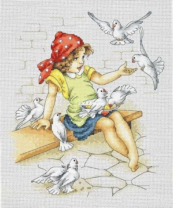 Набор для вышивания «Девочка с голубями», 14 карат
Набор для вышивания «Девочка с голубями», 14 карат