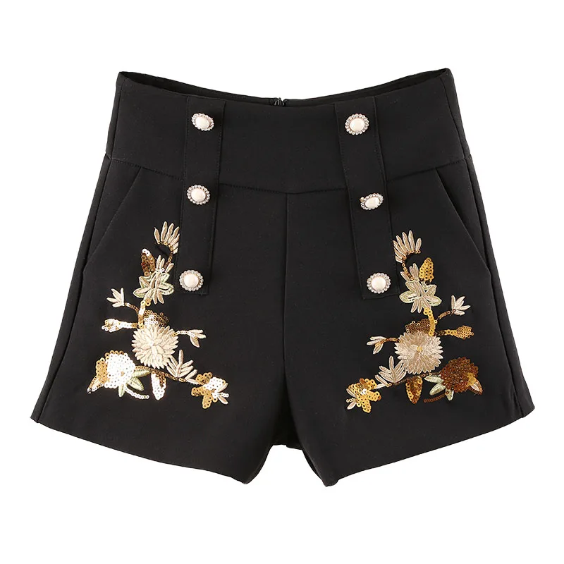 2020 Spring and Summer New Retro Sequin Embroidery Flowers Shorts Women's Elegant High-waist Slimming A-line Shorts
2020 Spring and Summer New Retro Sequin Embroidery Flowers Shorts Women's Elegant High-waist Slimming A-line Shorts